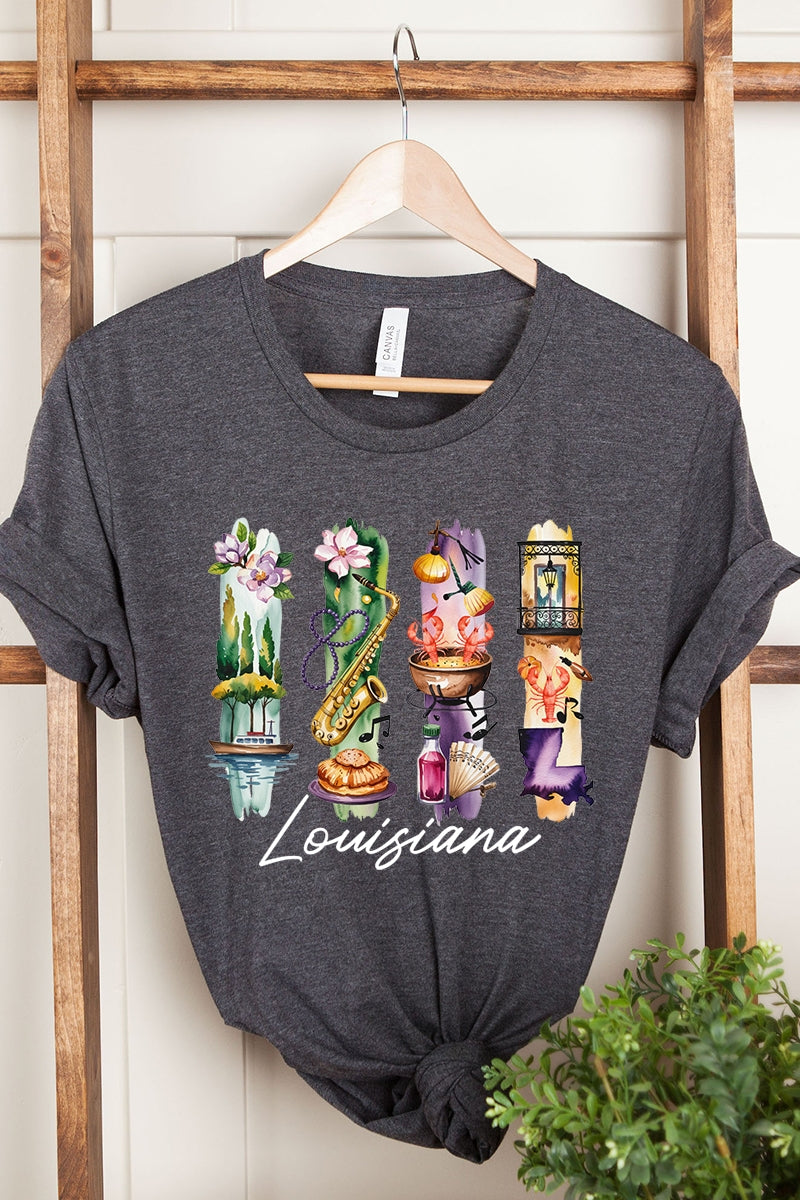 US3001P-E3061LA Louisiana State Brushstroke Graphic Plus Tee $16