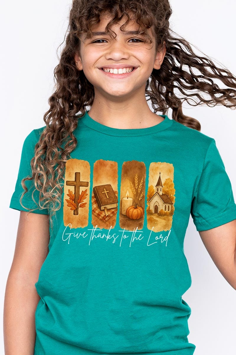 US3001Y-E3169Z Give Thanks To The Lord Kids Graphic Tee $11