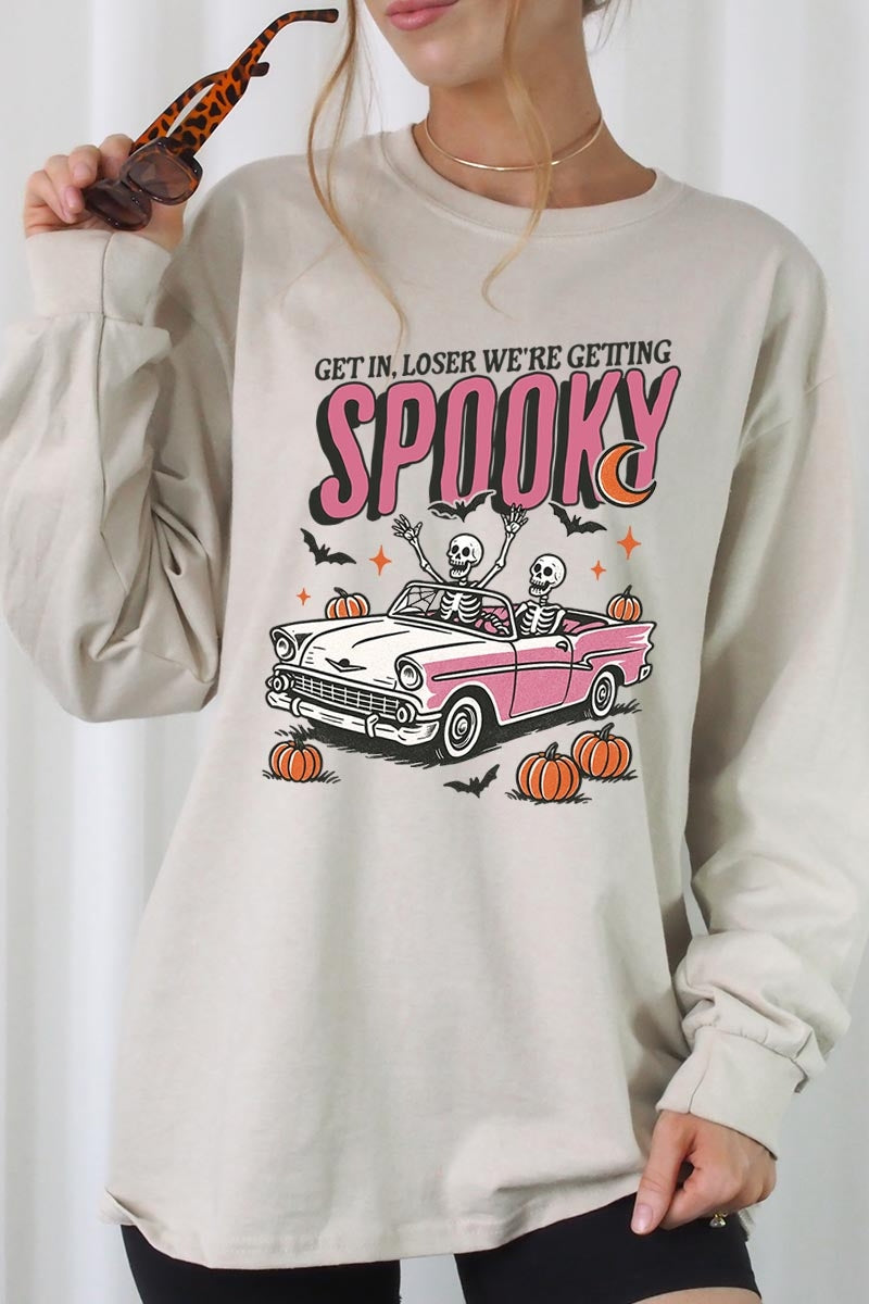 UL240P-E3142 Spooky Skeleton Graphic Plus Long Sleeve Tee $17