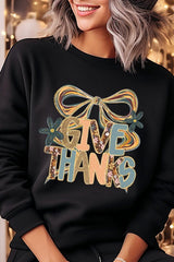 UL180-E3154 Give Thanks Bow Graphic Sweatshirt $20