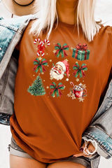 US3001-E3217 Santa Gifts & Bows Christmas Graphic Tee $12.5