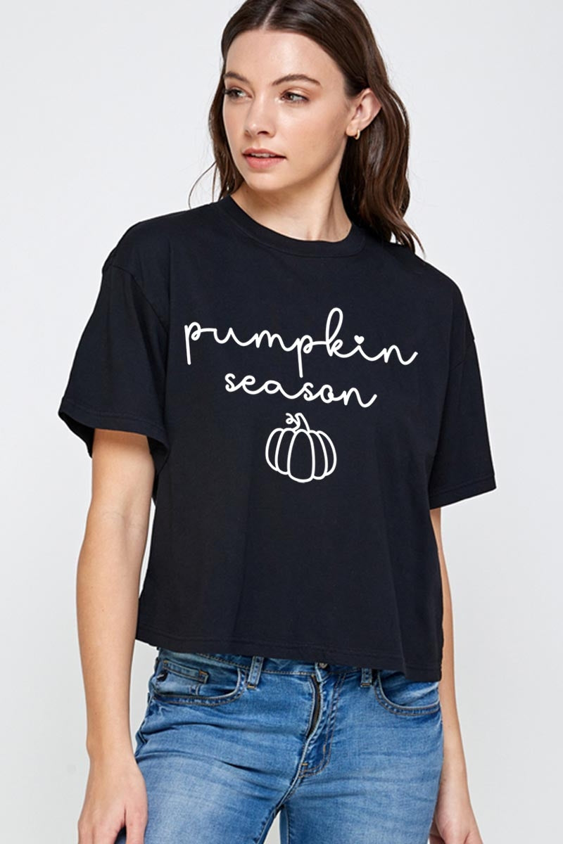 CTS-E3152 Pumpkin Season Graphic Relaxed Crop Top $11