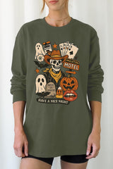 UL240P-E3107 Spooky Skeleton Graphic Plus Long Sleeve Tee $17