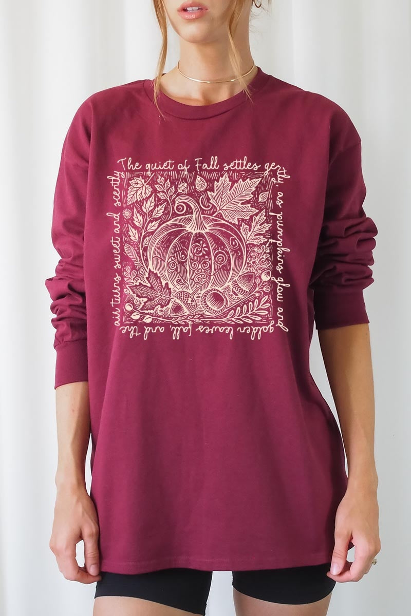 UL240P-E3112 Fall Pumpkin Graphic Plus Long Sleeve Tee $17