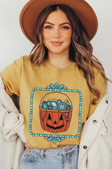 US3001P-E3140 Halloween turquoise pumpkin Graphic Plus Tee $16