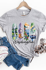 US3001-E3061WA Washington State Brushstroke Graphic Tee $12.5