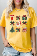 5000-E3217 Santa Gifts & Bows Christmas Graphic Heavy Cotton Tee $9
