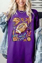 5000-E3072 Retro Floral Football Graphic Heavy Cotton Tee $9