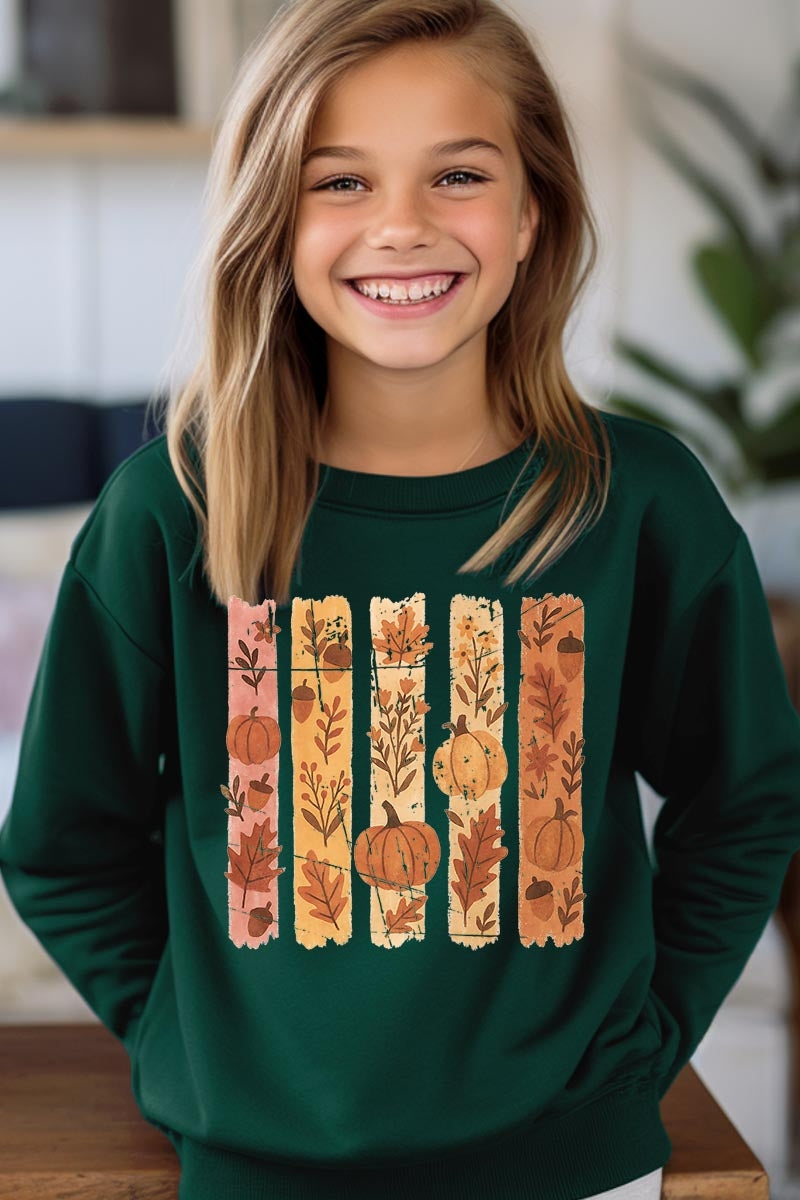 UL180B-E3110Z Brushstroke Boho Fall Kids Graphic Sweatshirt $20