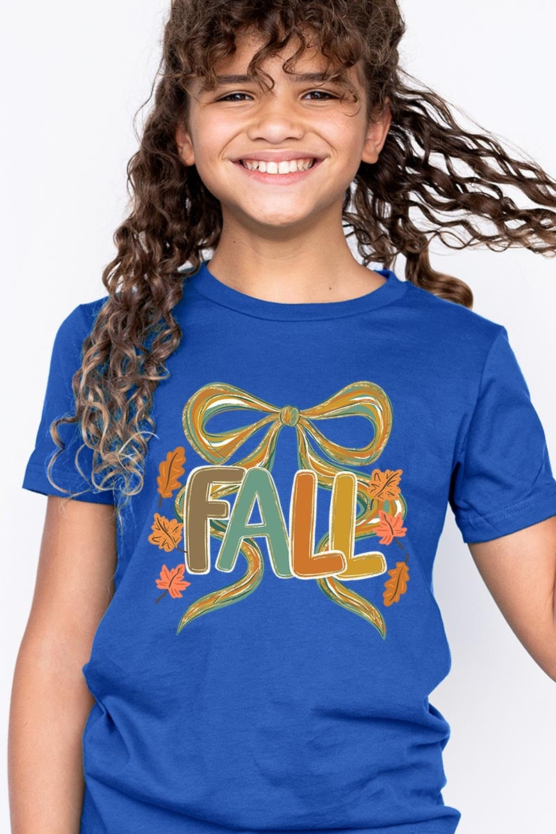 US3001Y-E3121Z Fall Brushstroke Bow Kids Graphic Tee $11