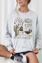 UL240-E3097 Cowgirl Country Music Graphic Long Sleeve Tee $13.75