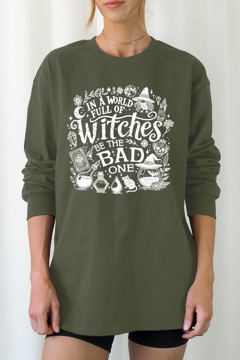 UL240P-E3139 In a World of Witches Graphic Plus Long Sleeve Tee $17