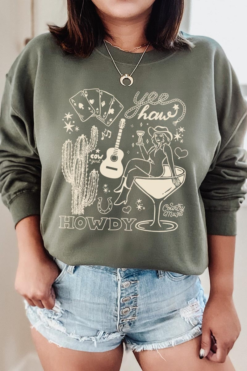UL180P-E3097 Cowgirl Country Music Graphic Plus Sweatshirt $25