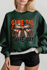 UL180P-E3088 Orange Black Football Game Day Bow Plus Sweatshirt $25