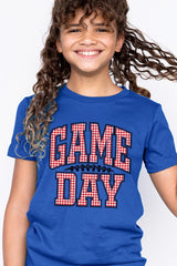 US3001Y-E3126Z Red Gingham Game Day Kids Graphic Tee $11