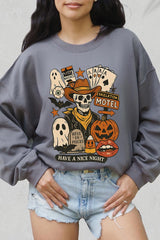 UL180P-E3107 Spooky Western Skeleton Graphic Plus Sweatshirt $25