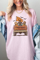 5000-E3150 Halloween Truck Dogs Graphic Heavy Cotton Tee $9
