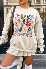 UL180-E3186 Floral Christmas Graphic Sweatshirt $20