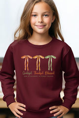 UL180B-E3111Z Grateful Thankful Blessed Kids Graphic Sweatshirt $20