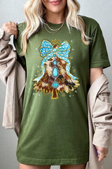 US3001-E3184 Turquoise Christmas Tree Graphic Tee $12.5