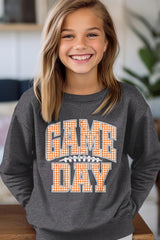 UL180B-E3129Z Orange Gingham Game Day Kids Graphic Sweatshirt $20