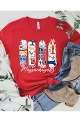 US3001-E3061MA Massachusetts State Brushstroke Graphic Tee $12.5