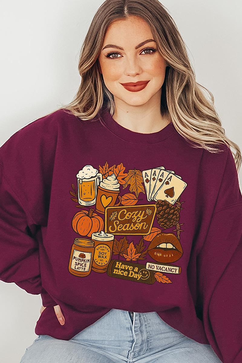 UL180-E3119 Retro Fall Collage Graphic Sweatshirt $20