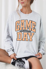 UL240P-E3129 Orange Gingham Game Day Plus Long Sleeve Tee $17