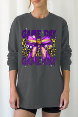 UL240P-E3092 Purple Yellow Football Bow Plus Long Sleeve Tee $17