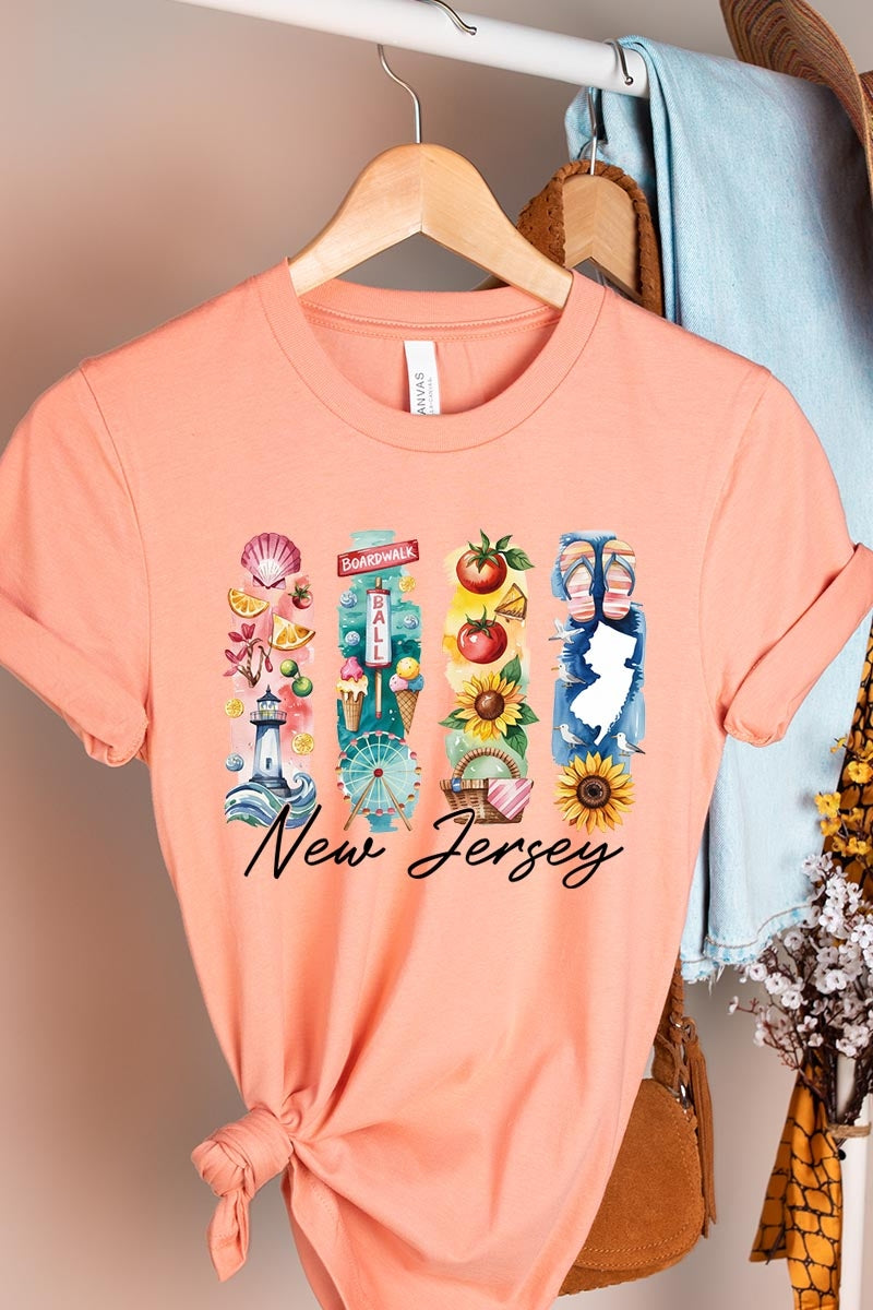 US3001P-E3061NJ New Jersey State Brushstroke Graphic Plus Tee $16