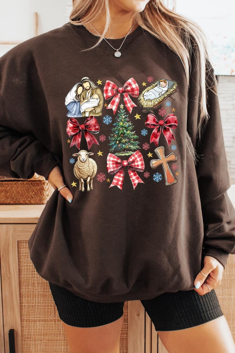 UL180-E3219 Nativity Scene Christmas Graphic Sweatshirt $20
