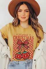 US3001P-E3196 Cherry Ornament Christmas Graphic Plus Tee $16