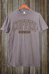 LS002-E3207 Coffee Weather Graphic Vintage Tee $15.5