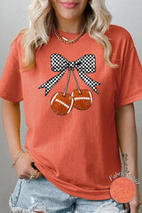 5000-E3055 Football Cherries Graphic Heavy Cotton Tee $9