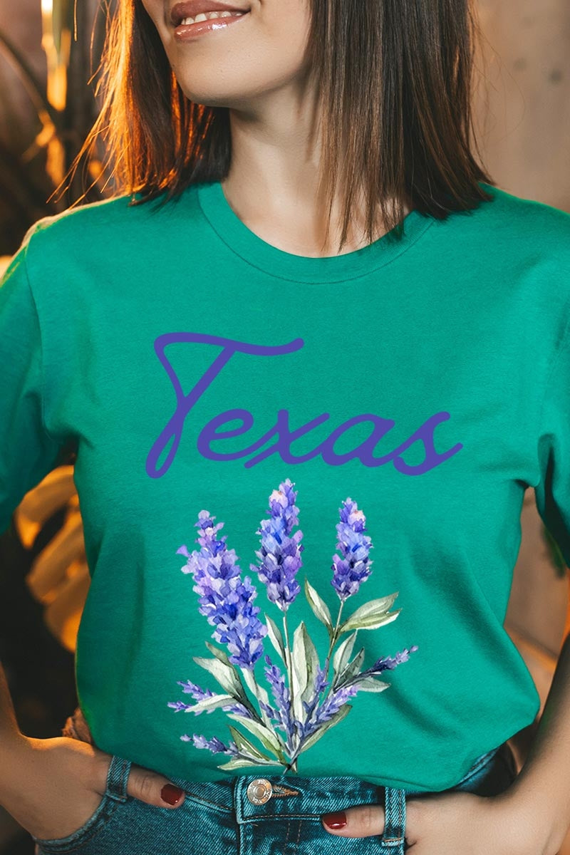US3001P-E3060 Texas Bluebonnet Graphic Plus Tee $16