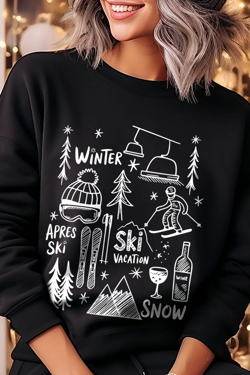UL180-E3188 Ski Doodle Graphic Sweatshirt $20