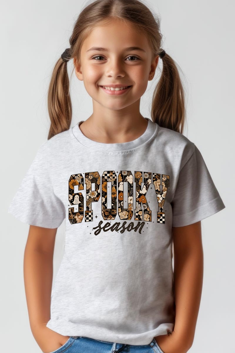 US3001Y-E3105Z Spooky Season Halloween Kids Graphic Tee $11