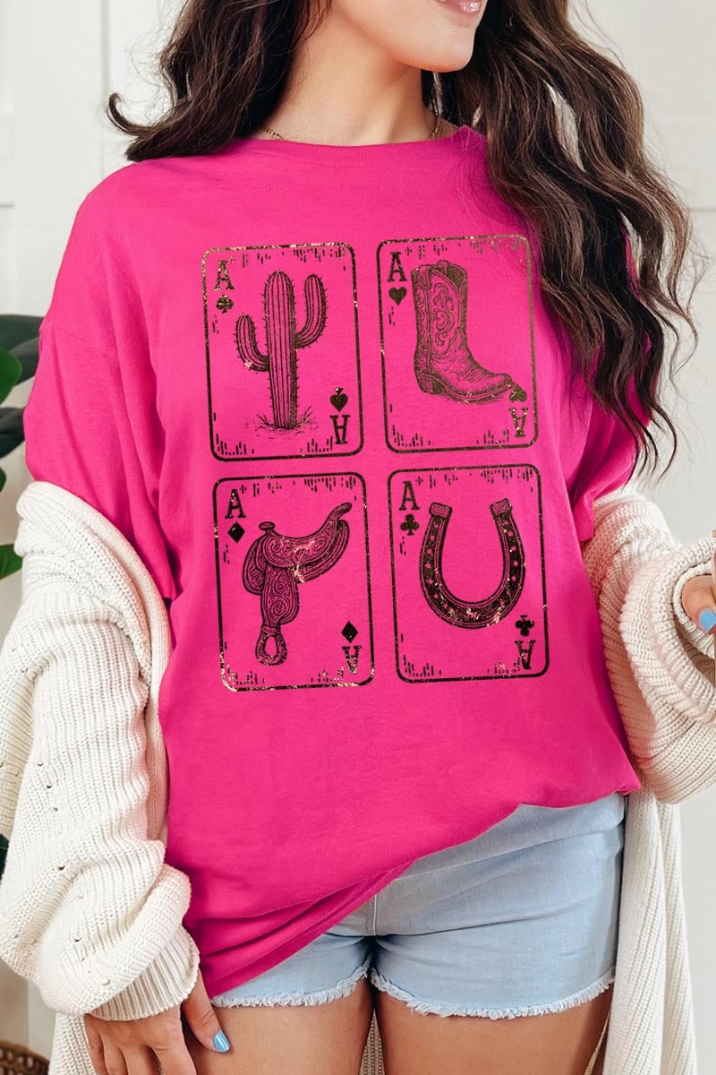 5000-E3094 Western Cowgirl Card Graphic Heavy Cotton Tee $9
