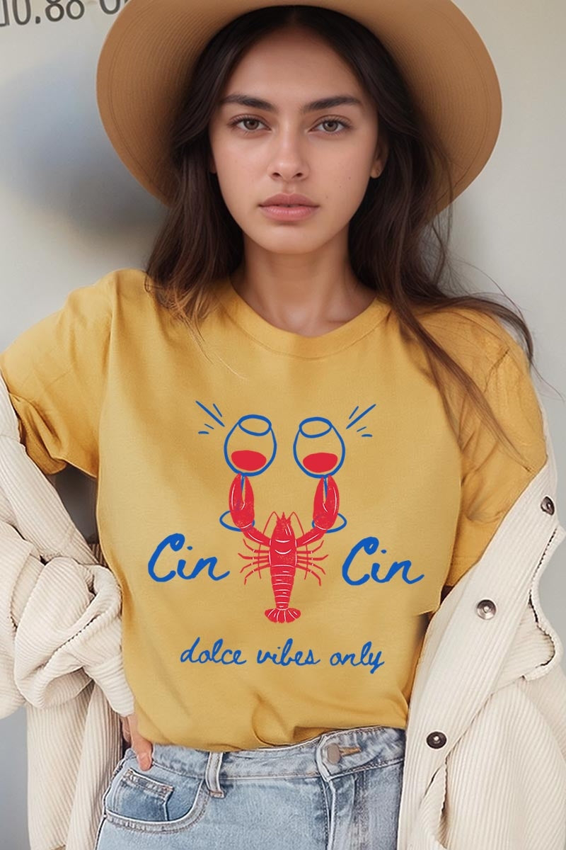 US3001P-E3069 Cin Cin Lobster Celebration Graphic Plus Tee $16