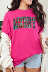 5000-E3210 Classic Plaid Merry Graphic Heavy Cotton Tee $9