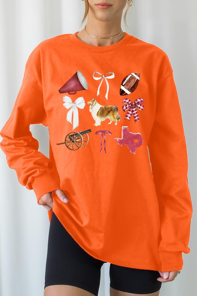 UL240-E3079 Texas Football Graphic Long Sleeve Tee $13.75