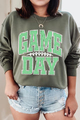 UL180P-E3128 Green Gingham Game Day Graphic Plus Sweatshirt $25