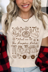 US3001P-E3163 Pumpkin Patch Doodle Graphic Plus Tee $16