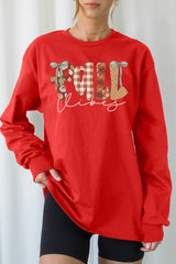 UL240-E3071 Fall Vibes Rustic Script Graphic Long Sleeve Tee $13.75