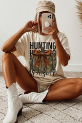 US3001P-E3190 Hunting Pumpkin Bow Graphic Plus Tee $16
