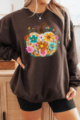UL180-E3118 Floral Pumpkin Graphic Sweatshirt $20