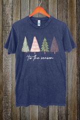 LS002-E3218 Rustic Christmas Trees Graphic Vintage Tee $15.5