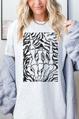 5000-E3177 Skeleton Hands Zebra Graphic Heavy Cotton Tee $9