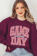 UL180-E3126 Red Gingham Game Day Graphic Sweatshirt $20