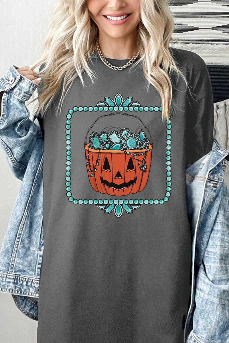 5000-E3140 Halloween turquoise pumpkin Heavy Cotton Tee $9
